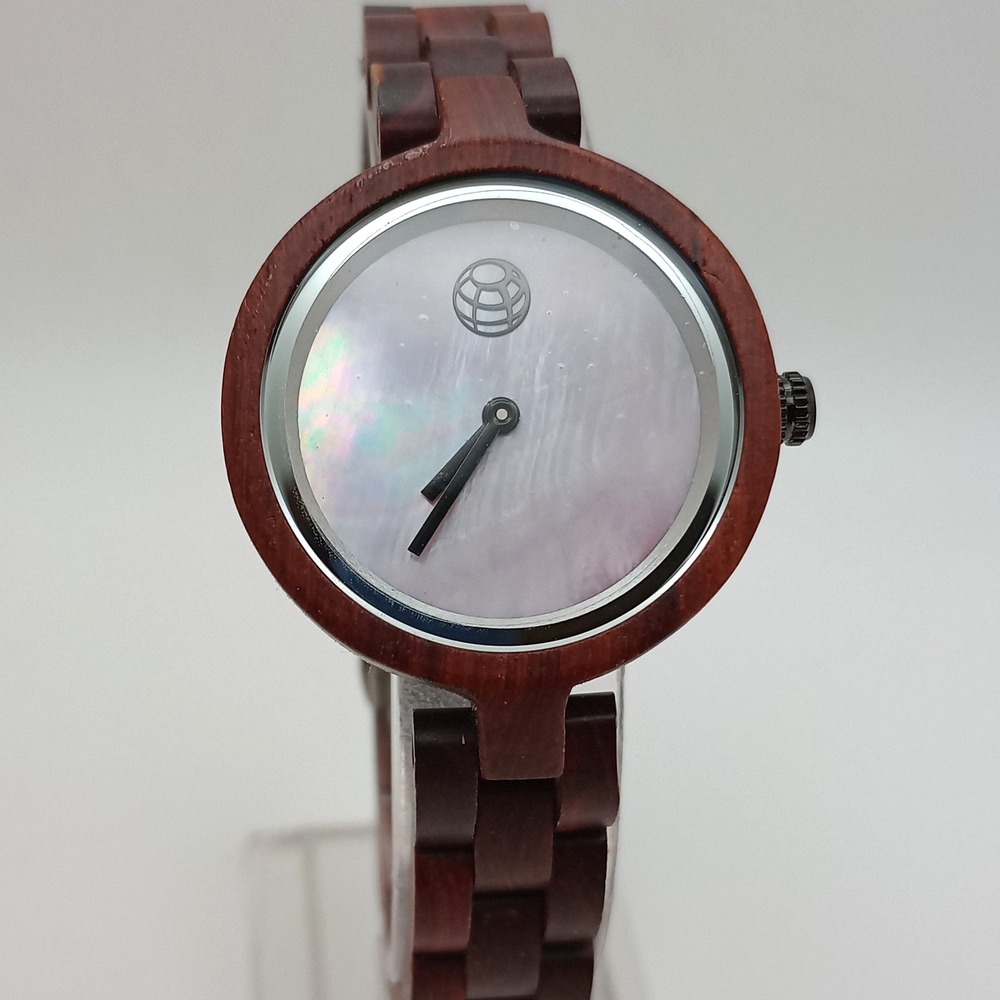 Earth‎ Wood Wooden Watch Mother of Pearl Dial Japan Quartz new battery